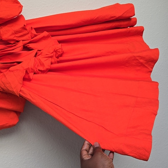 Banana Republic Balloon Sleeves Open Back Vibrant Orange Mini Dress - Picture 9 of 11